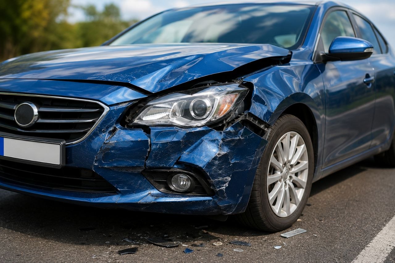Beschädigtes Fahrzeug nach einem Unfall